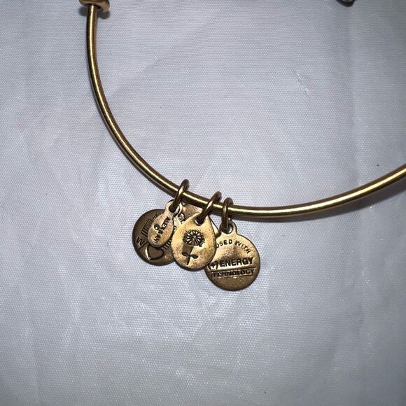 Alex and Ani Elephant Charm Bangle Bracelet Gold Tone RARE RETIRED - Picture 5 of 6